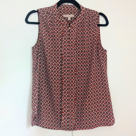 Banana Republic Tops - Banana Republic S Red Geometric Print Shell